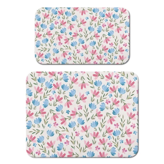 2 Pack Washable Rubber Leaves Multicolored Flower Dish Drying Mats for Kitchen Counter Home Large Coffee Bar Pad Accessories and Decor for Utensils Stemware (2pcs 18''x24''+19.5''x12'')
