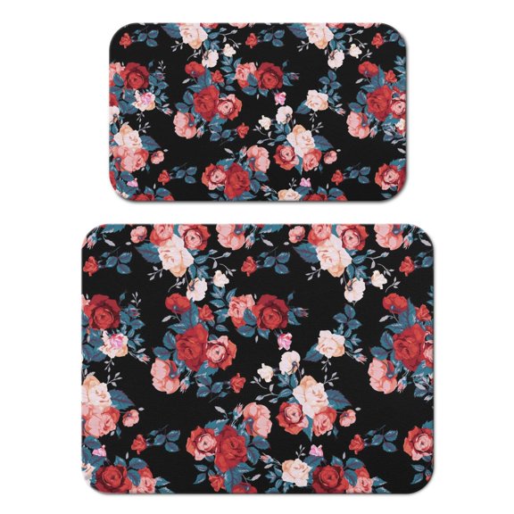 2 Pack Washable Rubber Leaves Multicolored Flower Dish Drying Mats for Kitchen Counter Home Large Coffee Bar Pad Accessories and Decor for Utensils Stemware (2pcs 18''x24''+19.5''x12'')