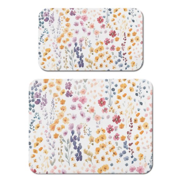 2 Pack Washable Rubber Leaves Multicolored Flower Dish Drying Mats for Kitchen Counter Home Large Coffee Bar Pad Accessories and Decor for Utensils Stemware (2pcs 18''x24''+19.5''x12'')