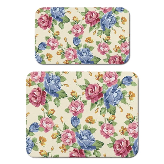 2 Pack Washable Rubber Leaves Multicolored Flower Dish Drying Mats for Kitchen Counter Home Large Coffee Bar Pad Accessories and Decor for Utensils Stemware (2pcs 18''x24''+19.5''x12'')