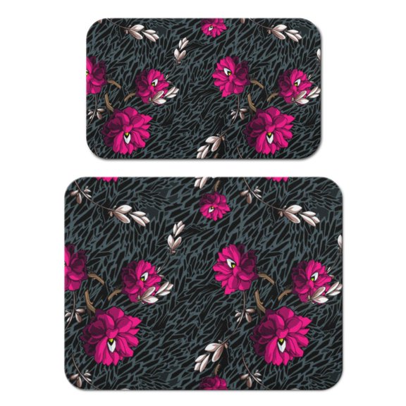 2 Pack Washable Rubber Leaves Multicolored Flower Dish Drying Mats for Kitchen Counter Home Large Coffee Bar Pad Accessories and Decor for Utensils Stemware (2pcs 18''x24''+19.5''x12'')