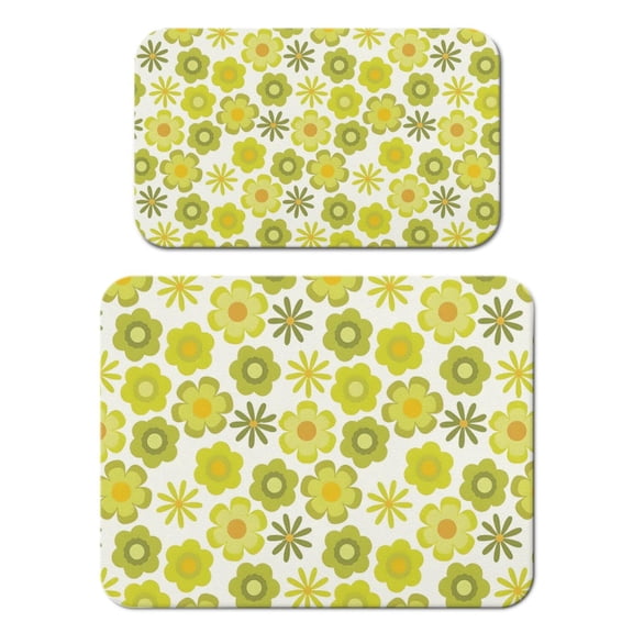 2 Pack Washable Rubber Leaves Multicolored Flower Dish Drying Mats for Kitchen Counter Home Large Coffee Bar Pad Accessories and Decor for Utensils Stemware (2pcs 18''x24''+19.5''x12'')