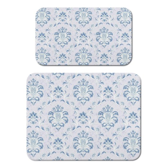 2 Pack Washable Rubber Leaves Multicolored Flower Dish Drying Mats for Kitchen Counter Home Large Coffee Bar Pad Accessories and Decor for Utensils Stemware (2pcs 18''x24''+19.5''x12'')