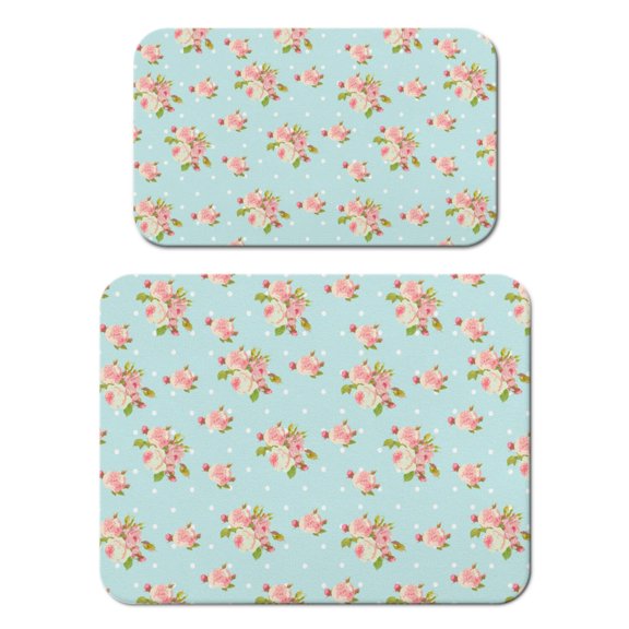 2 Pack Washable Rubber Leaves Multicolored Flower Dish Drying Mats for Kitchen Counter Home Large Coffee Bar Pad Accessories and Decor for Utensils Stemware (2pcs 18''x24''+19.5''x12'')