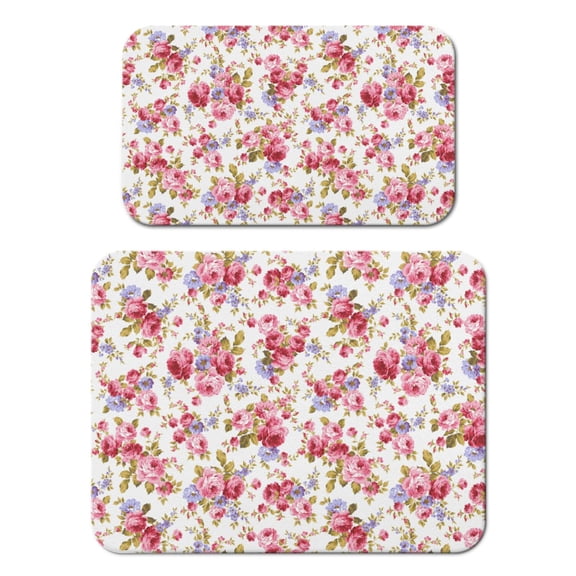 2 Pack Washable Rubber Leaves Multicolored Flower Dish Drying Mats for Kitchen Counter Home Large Coffee Bar Pad Accessories and Decor for Utensils Stemware (2pcs 18''x24''+19.5''x12'')
