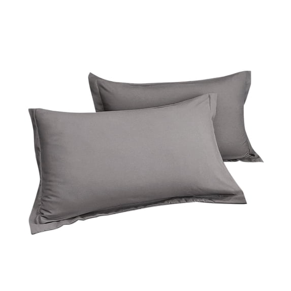 2 Pack Washed Cotton Solid Color Pillowcases, 29.1 x 18.9 Inches Standard Size Soft Breathable Pillow Covers for Bedroom, Dorm Essentials