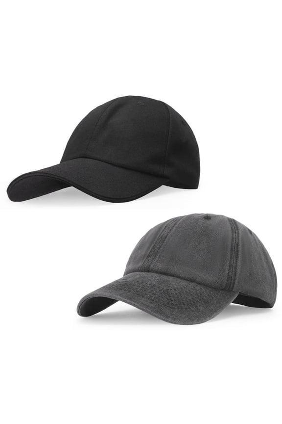 2 Pack Washed Plain Vintage Baseball Cap for Men Women,Men's Cotton Canvas Cap,Low Profile Distressed Twill Cotton Baseball Cap Adjustable Classic Dad Hat
