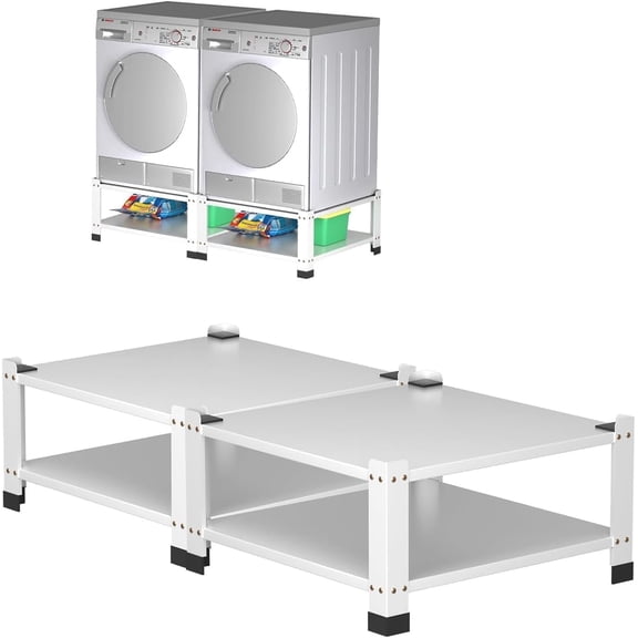2 Pack Washer Dryer Pedestal 28 Inch Heavy Duty Metal Appliance Riser 14 Inch Height Laundry Stand Base for Washer and Dryer Stability Support White
