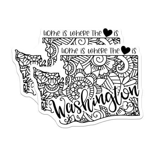 (2 Pack) Washington Map Magnets Magnets - Home is Where The Heart is - State Pride - 5" On Longest Side - Made in USA - Sticks to Refrigerators & Metal Surfaces - MAG9098
