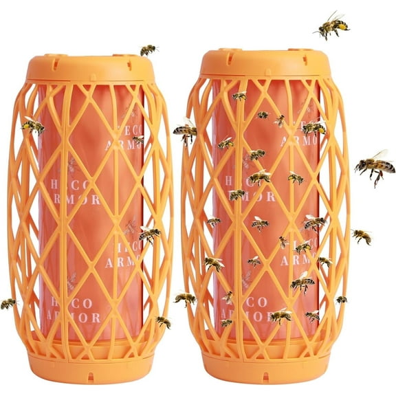 ZENLIVE Enhanced Outdoor Wasp Trap - Child-Resistant Stick with Honey Trough & Sticky Board, 2 Count