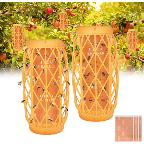 2 Pack Wasp Traps Outdoor Hanging, Carpenter Bee for Outside Yellow Jacket Trap Hornet Catchers Killer