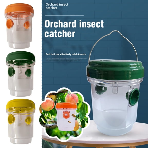 2 Pack Wasp Traps Outdoor Hanging with LED Light, Reusable Yellow Jacket Trap for Garden, Patio, Deck, Effective Hornet Catcher