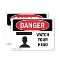 thumbnail image 1 of (2 Pack) Watch Your Head OSHA Danger Sign 18 Inch X 12 Inch Indoor / Outdoor Rust-Free Aluminum Metal Signs for Workplace, Workshop, and Construction Site, Made in the USA, 1 of 8
