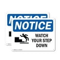 thumbnail image 1 of (2 Pack) Watch Your Step Down OSHA Notice Sign 10 Inch X 7 Inch Plastic Sign, Weather Resistant, UV Protected for Workplace, Business, and Construction Site, Made in the USA, 1 of 8