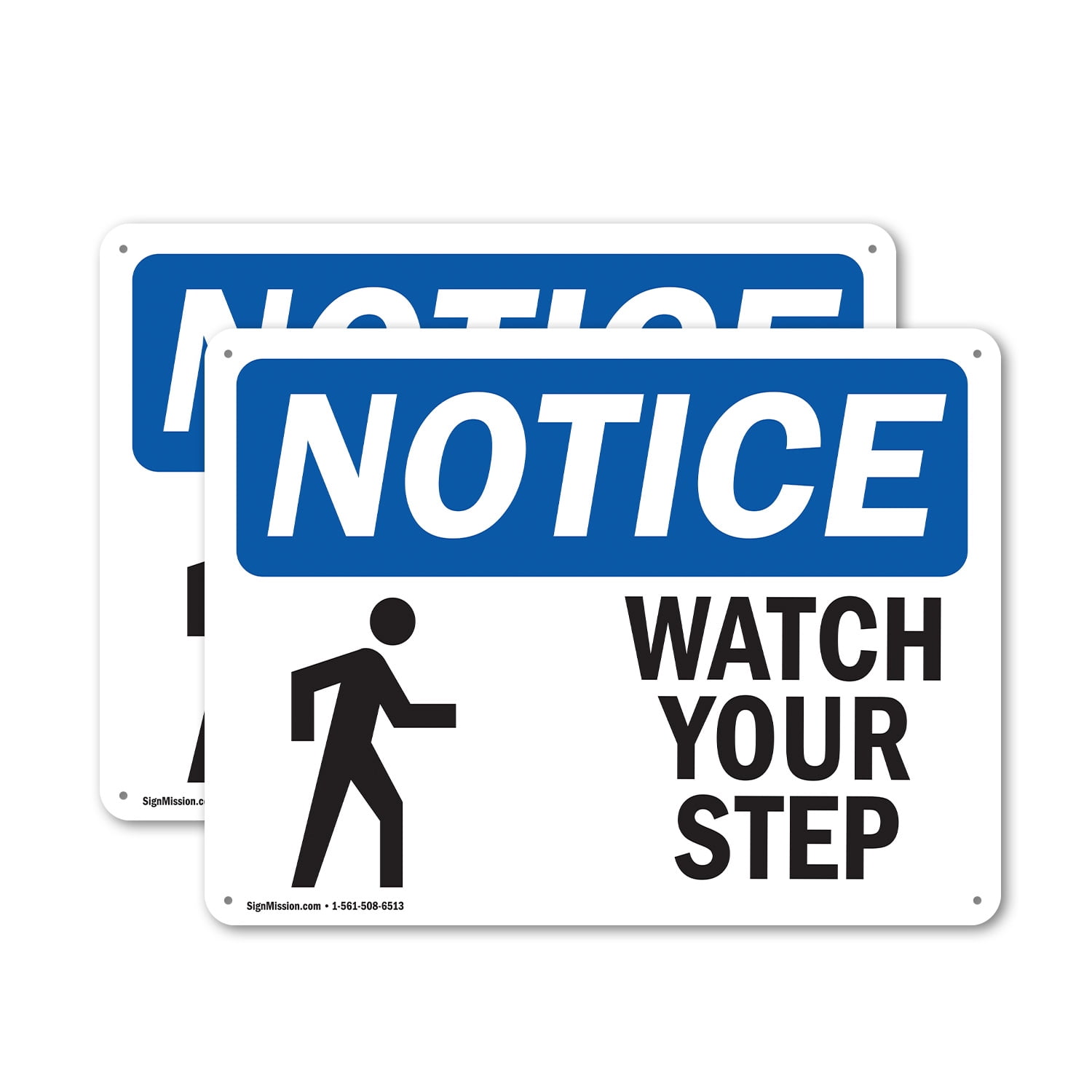 (2 Pack) Watch Your Step OSHA Notice Sign 24 Inch X 18 Inch Plastic ...