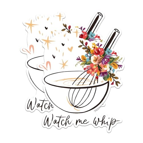 (2 Pack) Watch Me Whip Magnets - Floral Kitchen Decor Magnets - Funny Baking Quote Fridge Magnets - Home Chef Magnets- 5" On Longest Side - for Fridges, Toolboxes, Cars - Made in USA - MAG3051