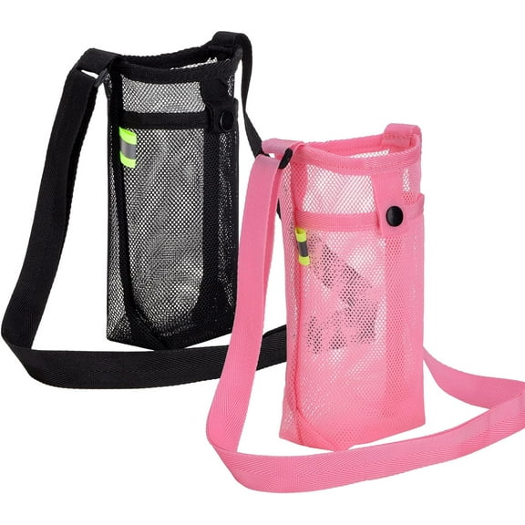2 Pack Water Bottle Holder Water Bottle Carrier Bags with Adjustable Shoulder Strap, Beach Bottle Bag Water Bottle Sling Dog Water Bottle Sleeve for Hiking Walking Travelling