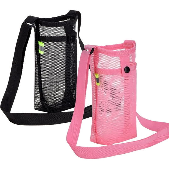 2 Pack Water Bottle Holder Water Bottle Carrier Bags with Adjustable Shoulder Strap, Beach Bottle Bag Water Bottle Sling Dog Water Bottle Sleeve for Hiking Walking Travelling