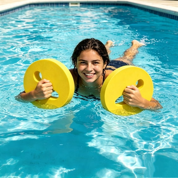 2-Pack Water Exercise Discs - EVA Foam Aerobic Equipment, Hand Held Pool Float Paddles for Swimming Beginners