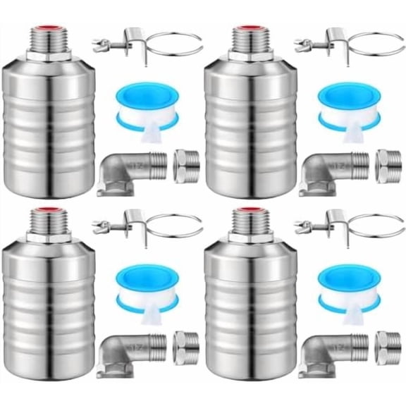 2 Pack Water Float Valve 1/2" to 3/4'' Auto Shut off Water Tank Float Valve 304 Stainless Steel Fully Automatic Level Control for Pool, Livestock Troughs (Classic Style)