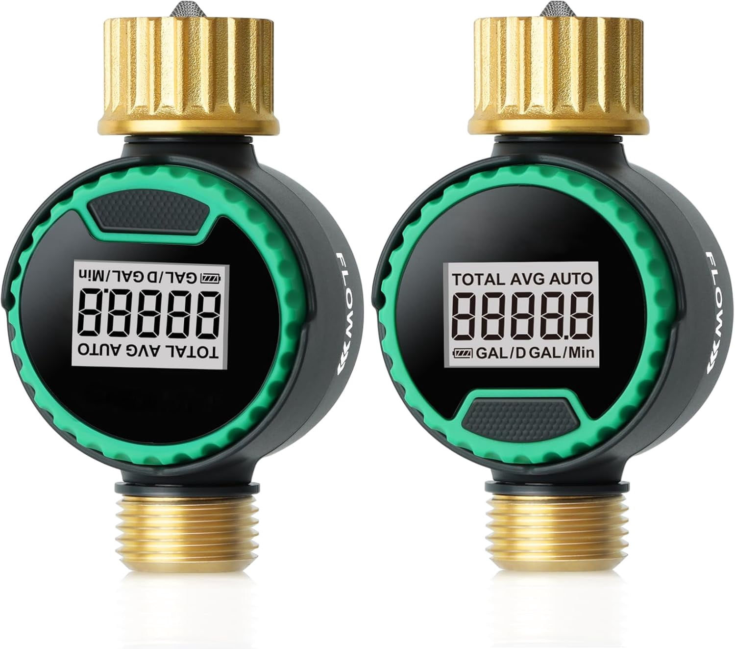 [2 Pack] Water Flow Meter, 360° Rotatable Control Panel and Brass Inlet ...