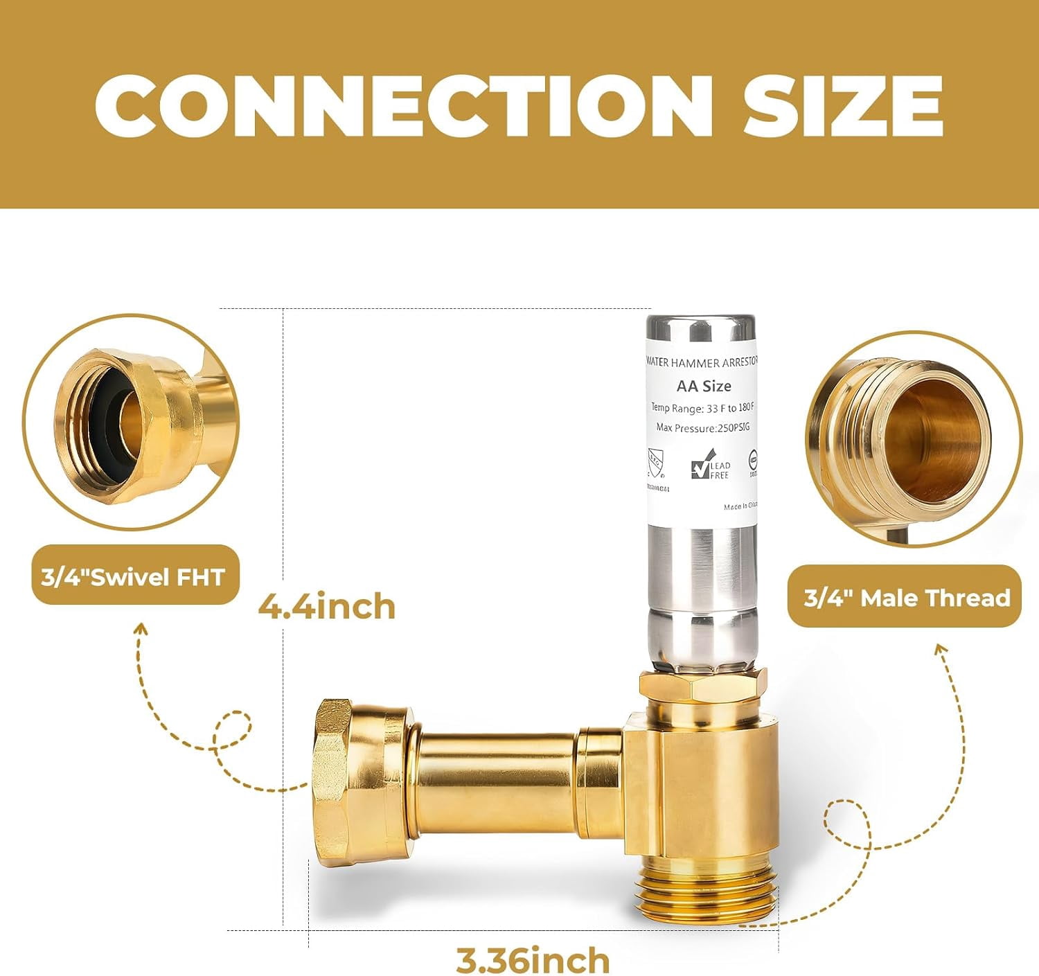 2-Pack Water Hammer Arrestor, 3/4