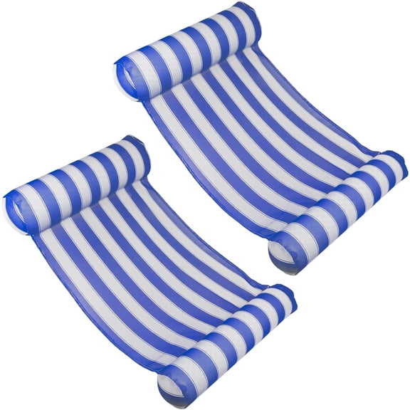 2- Pack Water Hammock Inflatable Pool Floats for Adults, 4-in-1 Hammock, Saddle, Lounge or Drifter With Quick-Dry Mesh Fabric, 12-Gauge Vinyl Support, Blue