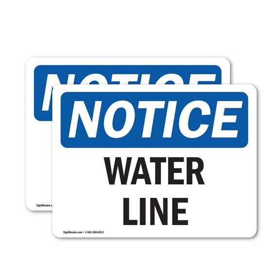 (2 Pack) Water Line OSHA Notice Sign 5 Inch X 3.5 Inch Vinyl Label Decal Sticker Weather Resistant, UV Protected for Workplace, Business, and Construction Site, Made in the USA