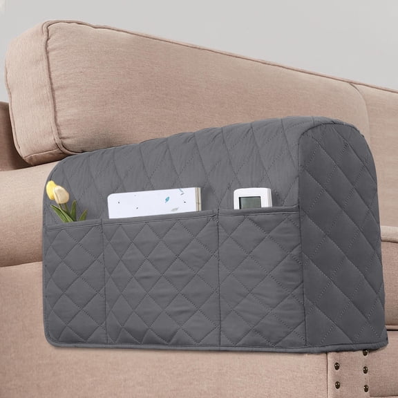 2 Pack Water Resistant Armrest Covers,for Chairs and Sofas with 3 Pockets,Sofa Arm Protector (Grey)
