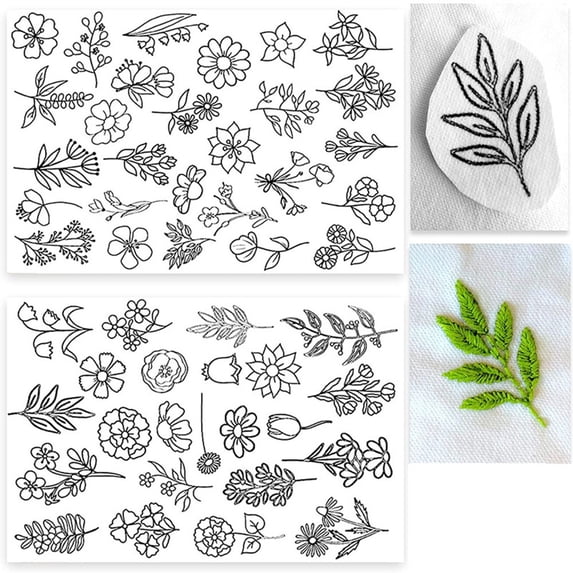 Embroid Effect Sticker 2 Pack Water Soluble Embroidery Stickers Hand Sewing Embroidery Aid ...