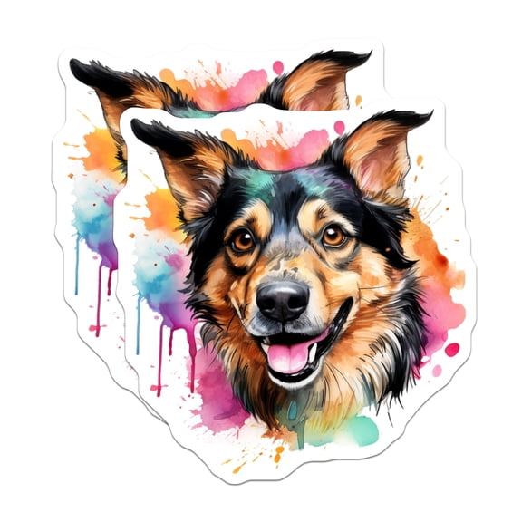 (2 Pack) Watercolor Australian Shepherd Magnets - Colorful Dog Art - Happy Aussie Fridge Decor - Pet Lover Kitchen Magnet - 5 Inches On Longest Side - Thick Durable Magnet - Made in USA - MAG24177