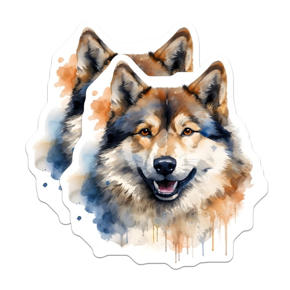 (2 Pack) Watercolor Wolf Magnets - Smiling Wolf Face Wildlife Art - Nature Lover Cabin Decor Refrigerator Magnets - 5 Inches On Longest Side - Thick Durable Magnet - Made in USA - MAG28420