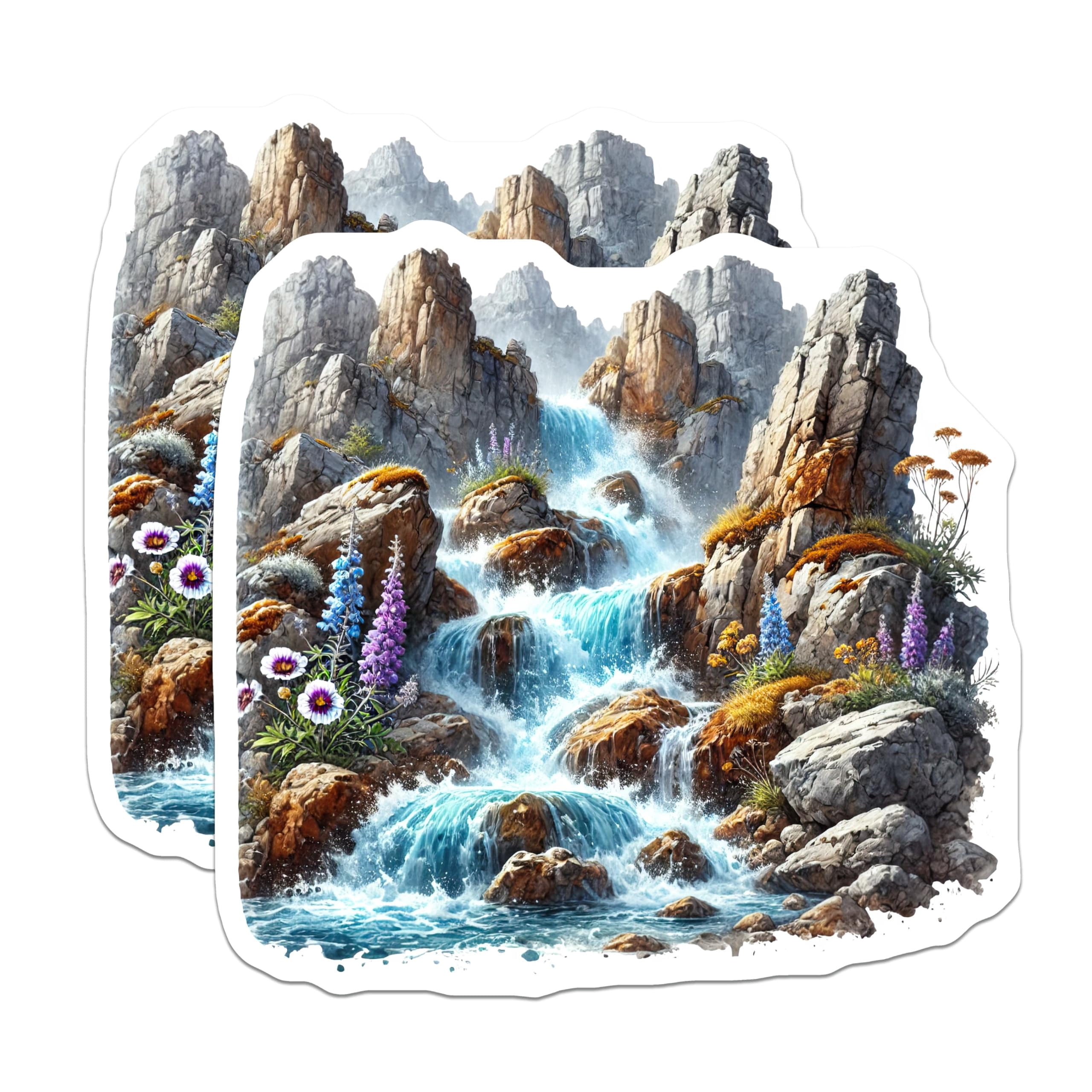 (2 Pack) Waterfall Stickers - Mountain Scenery Decals - Nature ...