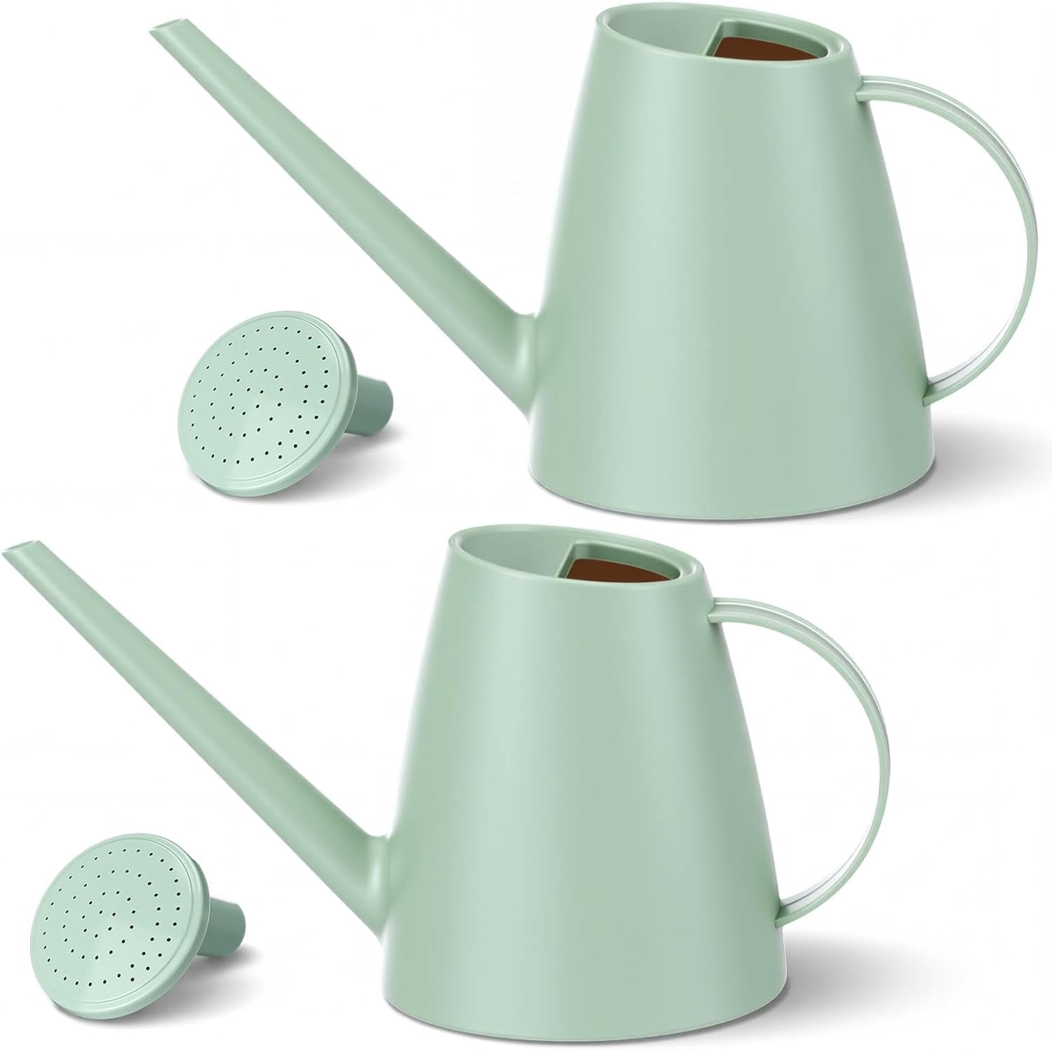 2 Pack Watering Can for Indoor Plants 1.8L Plastic with Long Spout, Lightweight Garden, Flowers, Plants, Mint Green Design