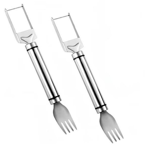 【2 Pack】Watermelon Fork Slicer Cutter Slicer Tool, 2-in-1 Stainless Steel Fruit Cutter, Dual Head Fruit Forks Slicer Knife with Round Handle,Fruit Cutting Kitchen Utensils,Portable Modern