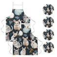 2 Pack Waterproof Apron Dress with Pockets and Badge Button Pin Set