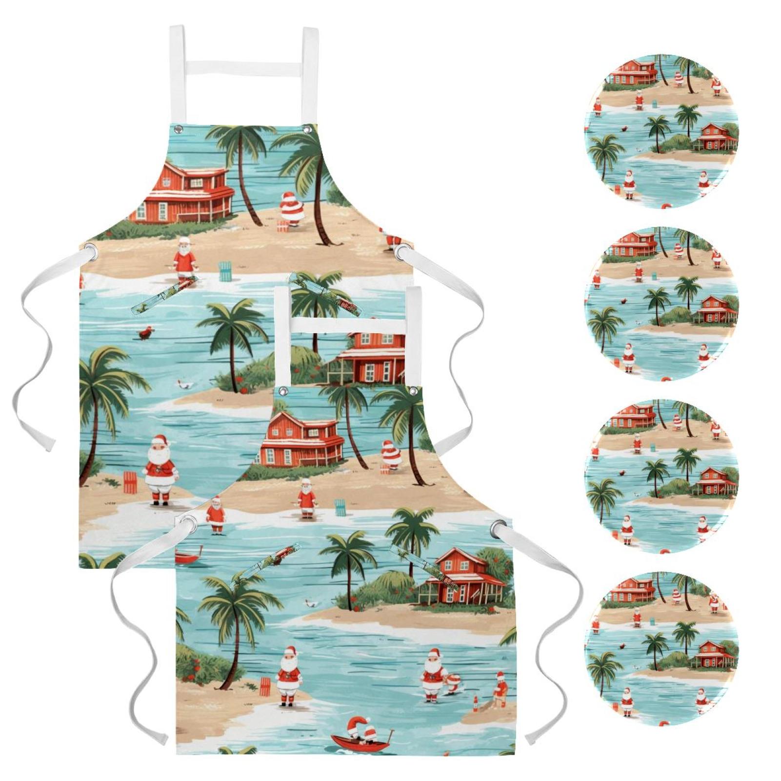 2 Pack Waterproof Apron Dress with Pockets and Badge Pin