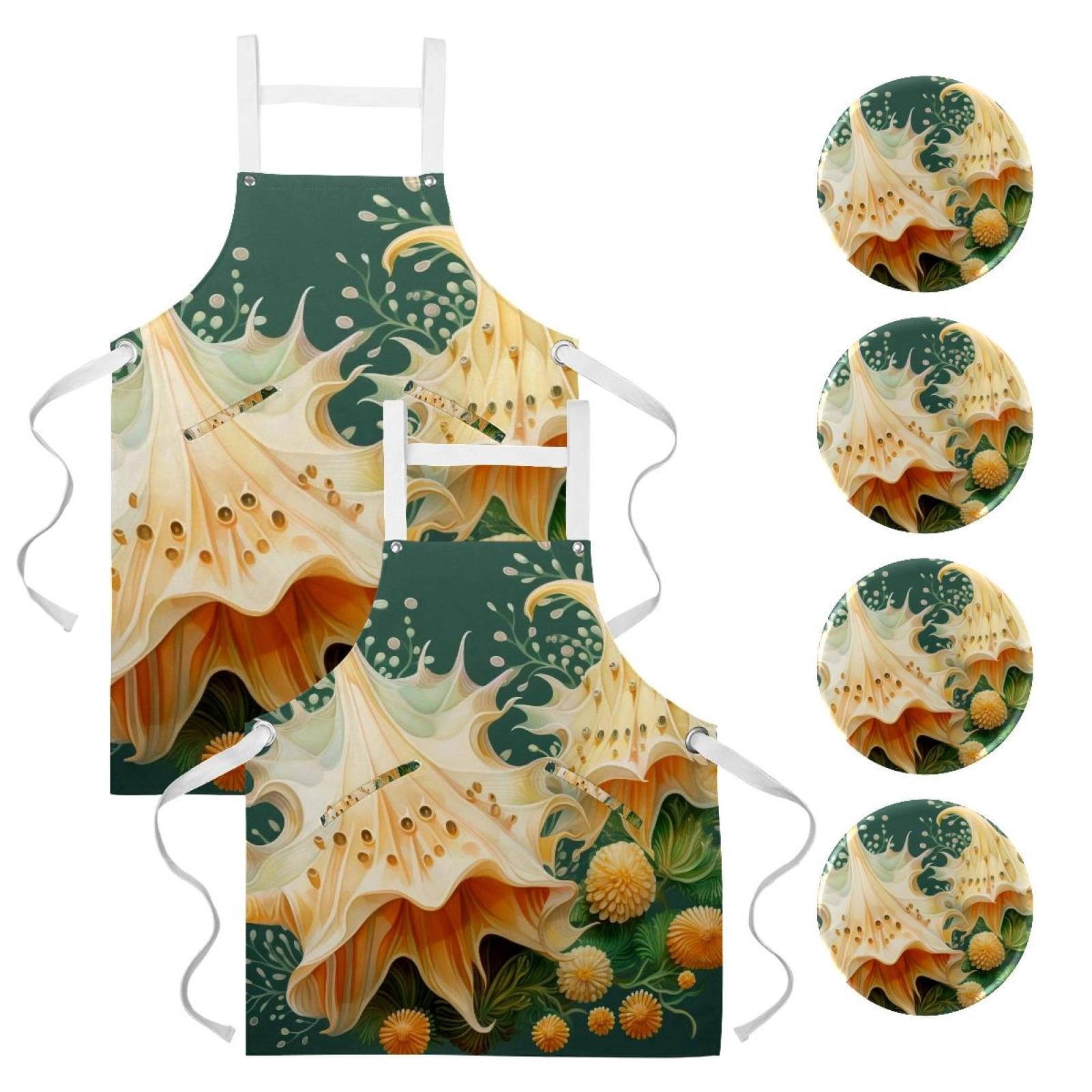 2 Pack Waterproof Apron with Pockets and Badge Button Pins Kitchen ...