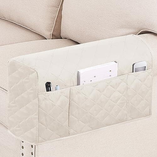 2 Pack Waterproof Armrest Covers for Chairs and Sofas Couch Arm Covers for Sofa Armrest Covers with Side Pocket Anti-Slip Furniture Protector Washable Armrest Slipcovers Set of 2