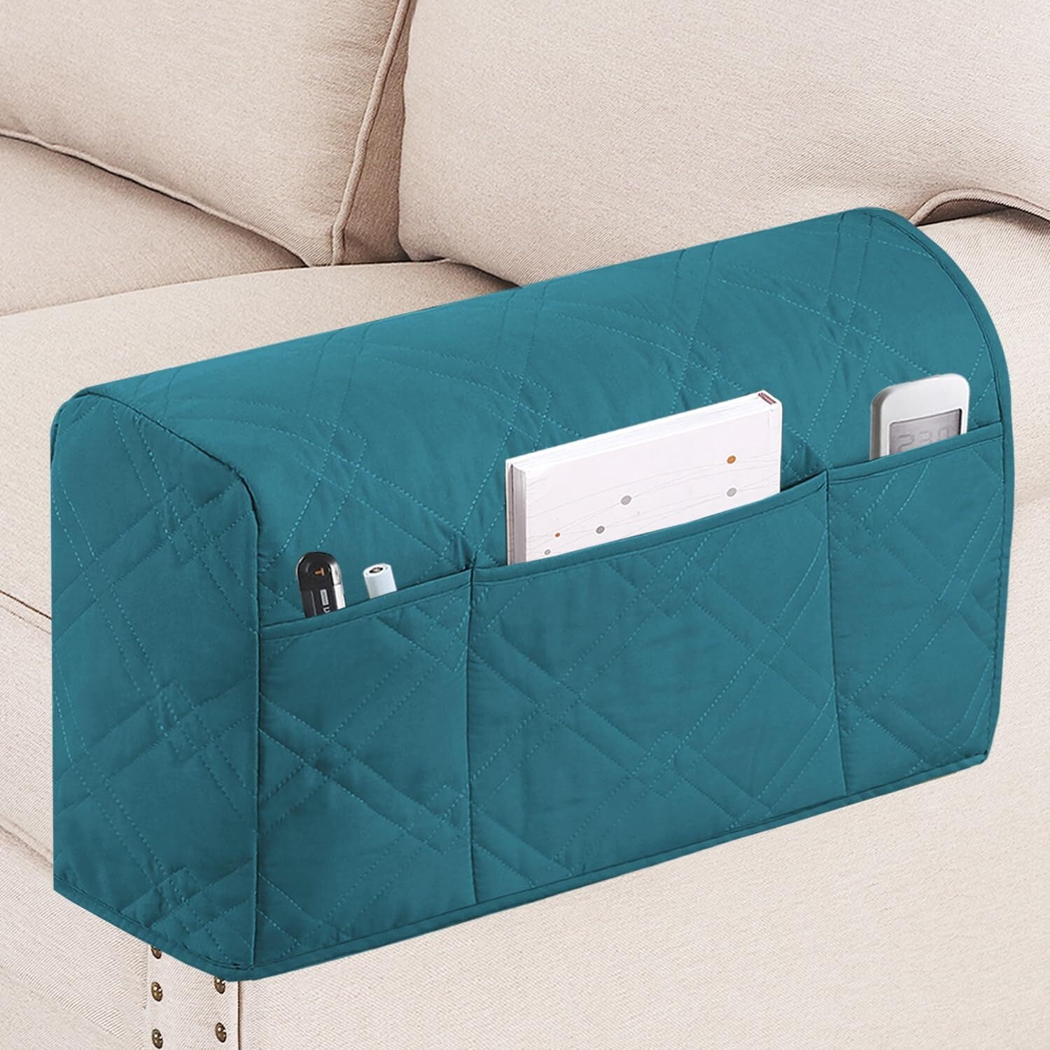 2 Pack Waterproof Armrest Covers for Chairs and Sofas Couch Arm Covers for Sofa Armrest Covers with Side Pocket Anti-Slip Furniture Protector Washable Armrest Slipcovers Set of 2