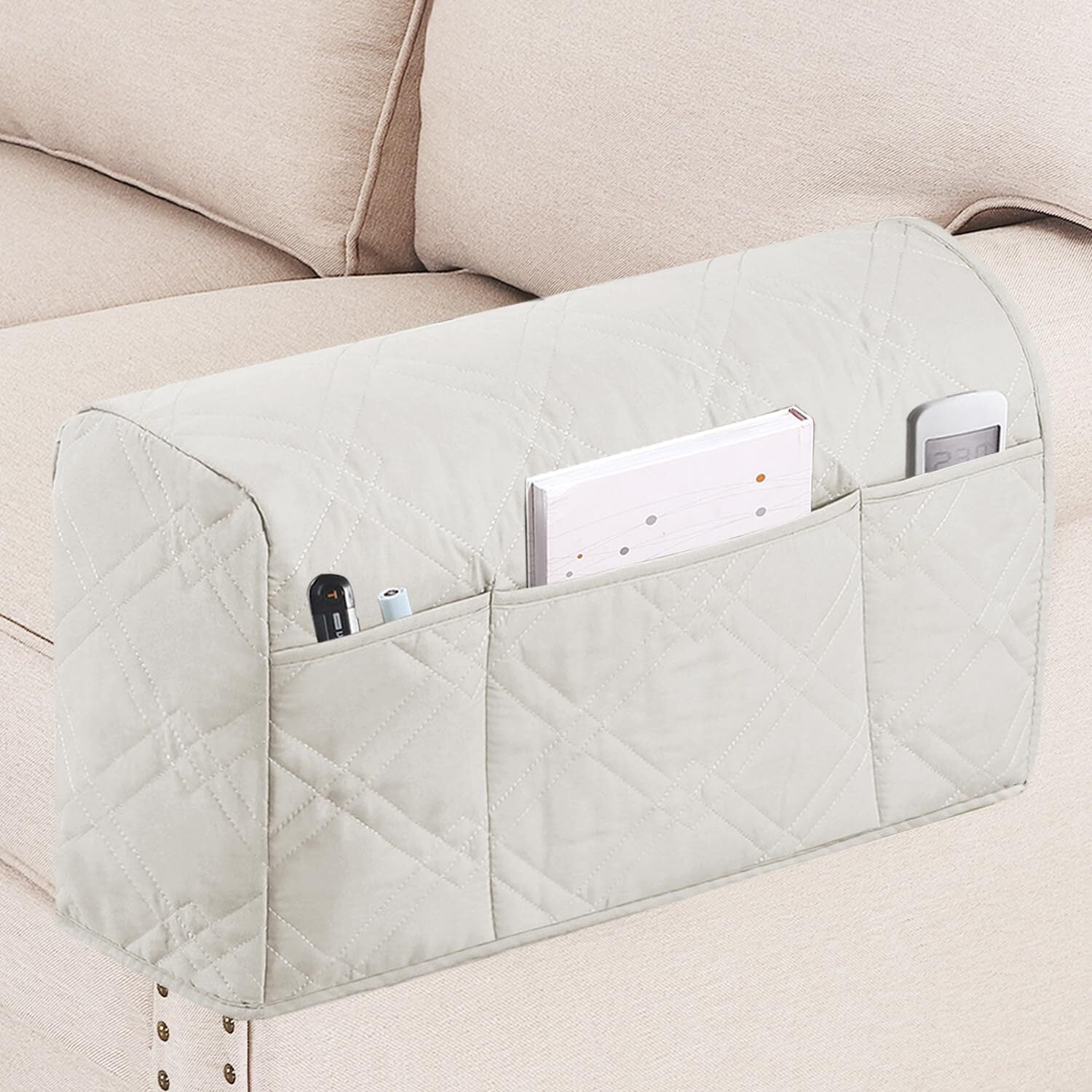 2 Pack Waterproof Armrest Covers for Chairs and Sofas Couch Arm Covers for Sofa Armrest Covers with Side Pocket Anti-Slip Furniture Protector Washable Armrest Slipcovers Set of 2