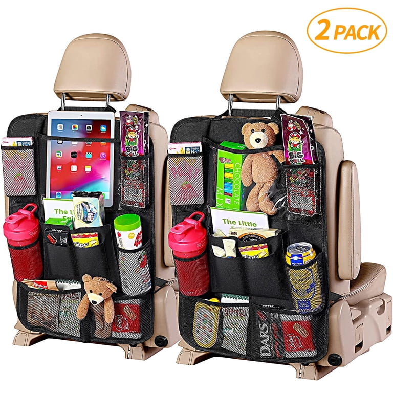 Tsumbay Backseat Car Organizer, 2 Pack Kick Mats Back Seat Protector With Touch Screen Tablet Holder, Car Seat Organizer With 16 Storage Pockets For Kids, Perfect For Family Travel Road Trip In