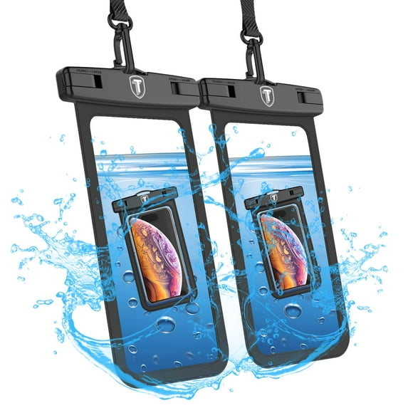 (2 Pack) Waterproof Case for Apple iPhone SE 2 2020, 11, 11 Pro, 12 Pro Max, 12 Mini, Njjex IPX8 Waterproof Phone Pouch - Cellphone Dry Bag With Waist Strap -Black