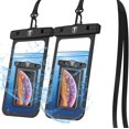 thumbnail image 1 of (2 Pack) Waterproof Case for Apple iPhone XR, XS, XS Max, X, SE, 5S, 8, 7, 6, 6s, 8 Plus, 7 Plus, 6 Plus, 6S Plus, Njjex IPX8 Waterproof Phone Pouch - Cellphone Dry Bag With Waist Strap -Black, 1 of 1