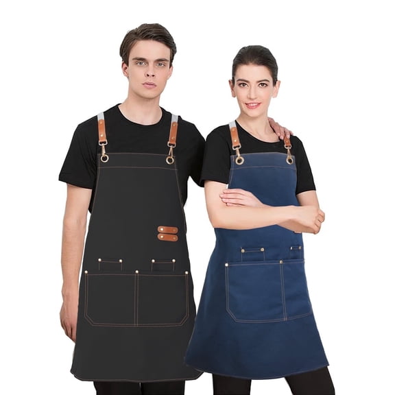 NUBILY Waterproof Cross Back Chef Aprons 2 Pack for Cooking Baking Grilling,4 Pockets Adjustable Kitchen Apron,Bib for Men Women Restaurant Gardening
