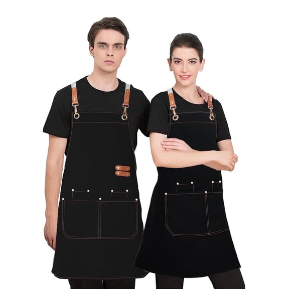 NUBILY Waterproof Cross Back Chef Aprons 2 Pack for Cooking Baking Grilling,4 Pockets Adjustable Kitchen Apron,Bib for Men Women Restaurant Gardening