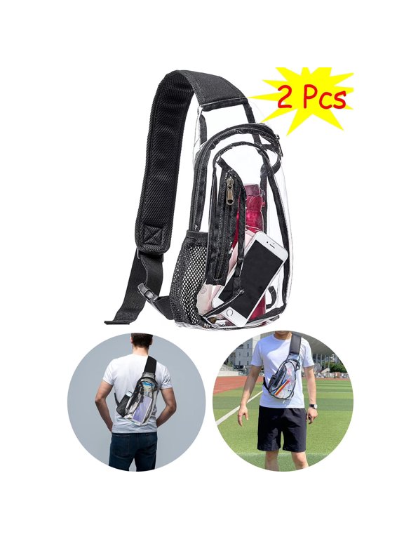 2 Pack Waterproof Clear PVC Sling Backpack Stadium Approved Transparent Crossbody Shoulder Bags Adjustable