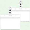 2 Pack Waterproof Horizontal ID Badge Holder with Badge Clip Straps