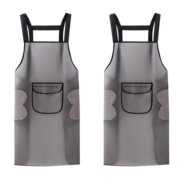 2-Pack Waterproof Kitchen Aprons with Pocket & Hand Towels, Transparent Cooking & Baking Aprons for Women & Men, Ideal for Restaurant & Home Use