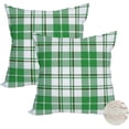 thumbnail image 1 of 2 Pack Waterproof Outdoor St. Patrick''s Day Pillow Covers 18x18 Inch Green and White Buffalo Plaids Checked Throw Pillow Cases Spring Farmhouse Decorations Cushion Cover Double Sided, 1 of 6